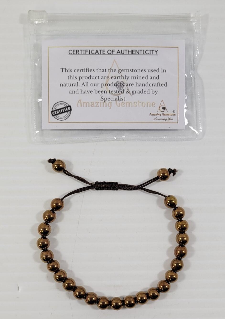 *C55) Amazing Gemstone Copper Bead Health Healing Chakra Adjustable Bracelet